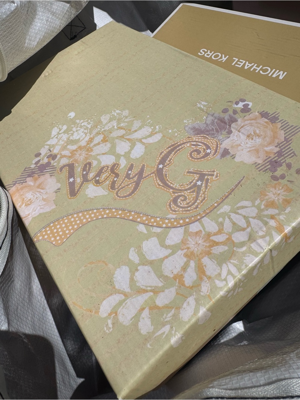Very G Dusk Denim Shoe Box in Pale Green and Peach Floral